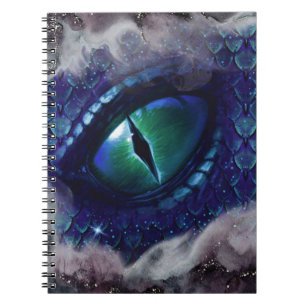 Caderno Espiral Dragão Medieval Azul Gótico com Tinta Glam