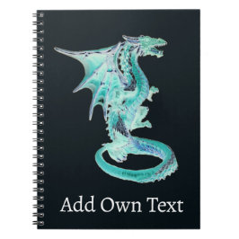 Caderno Espiral Dragão Mítico Azul Celeste Criatura Fantástica Mag