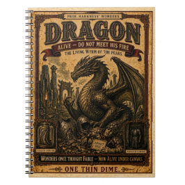 Caderno Espiral Dragão, Monstro de Circo Vintage