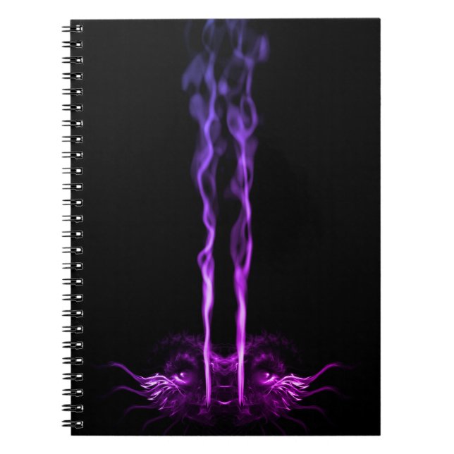 Caderno Espiral Dragão Negro e Roxo Fumaça (Frente)