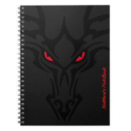 Caderno Espiral Dragão Negro Escuro Vermelho Assustador Nome dos O