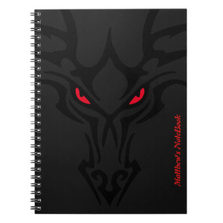 Caderno Espiral Dragão Negro Escuro Vermelho Assustador Nome dos O