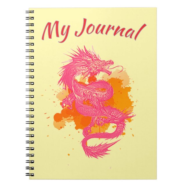 Caderno Espiral Dragão rosa japonês (Frente)