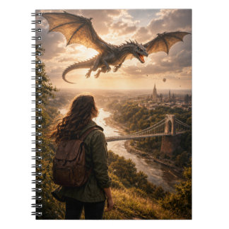 Caderno Espiral Dragão Sobre a Ponte de Suspensão de Clifton