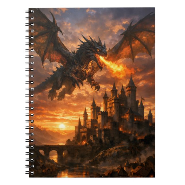 Caderno Espiral Dragão Sobre o Castelo Duskfall (Frente)