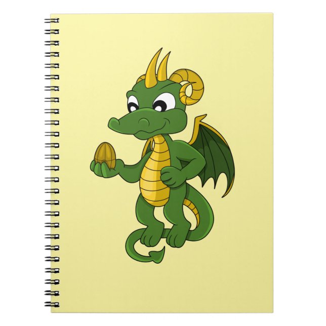 Caderno Espiral Dragão verde desenho animado  (Frente)