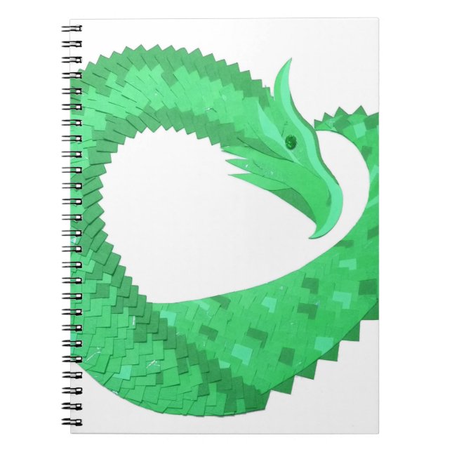 Caderno Espiral Dragão verde no branco (Frente)