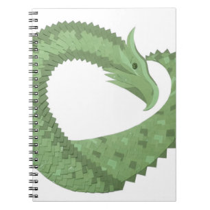 Caderno Espiral Dragão verde-oliva em branco