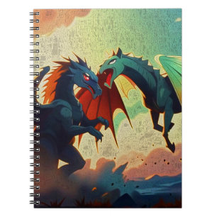 Caderno Espiral Dragão vs Pegasus - Arte Fantástica