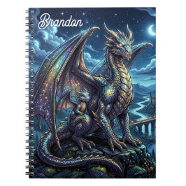 Caderno Espiral Dragões Celestiais ao Luar Personalizados
