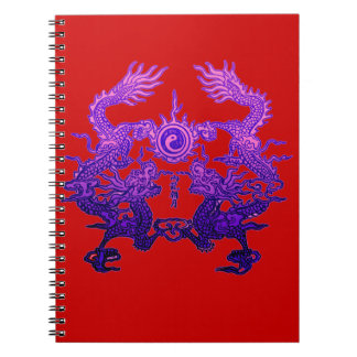 Caderno Espiral Dragões CHINESES do roxo do ANO NOVO