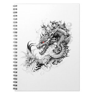 Caderno Espiral Dragon Fantasy Wild Animal Illustration Art Tattoo