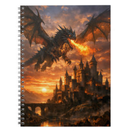 Caderno Espiral Dragon Over Duskfall Castle