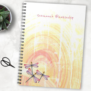 Caderno Espiral Dragonflies Over Pastel Color Abstract Custom