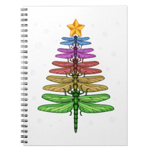 Caderno Espiral Dragonfly Árvore de Natal Insetos Lover Xmas C