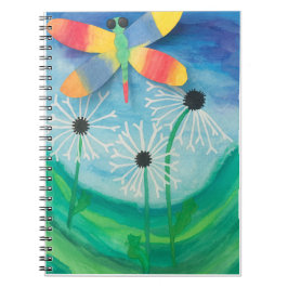 Caderno Espiral Dragonfly & Dandelion Watercolor