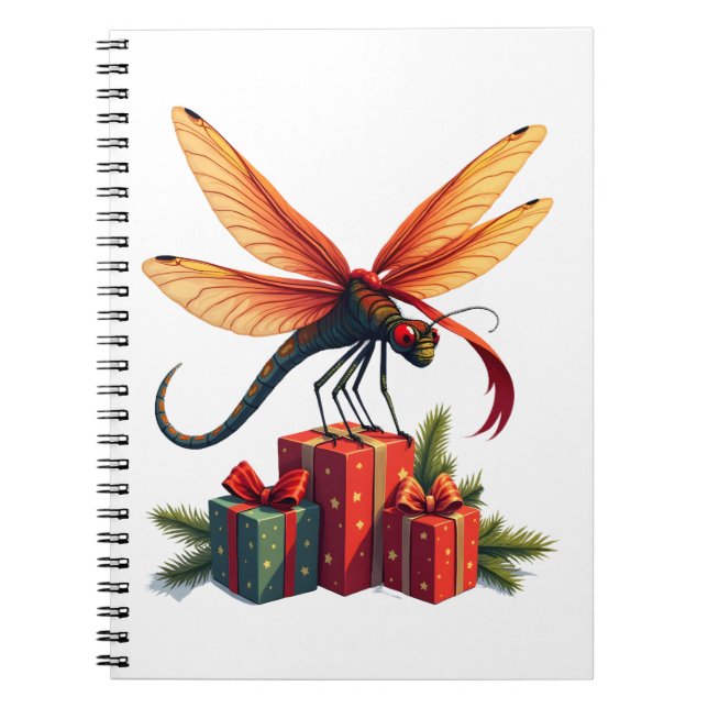 Caderno Espiral Dragonfly Empurrada Com Presente (Frente)