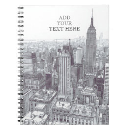 Caderno Espiral Drawing of New York City Landscape Custom