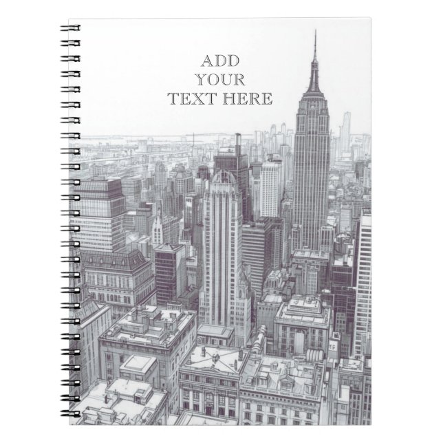 Caderno Espiral Drawing of New York City Landscape Custom (Frente)