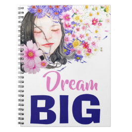 Caderno Espiral Dream BIG | Bonito Diário Floral Girly Watercolor