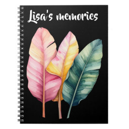 Caderno Espiral Drei Bananen Blätter in Pastellfarben 