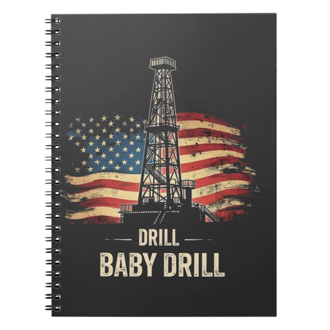 Caderno Espiral Drill Baby Drill American Trump Energy Economy (Frente)