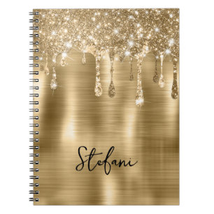 Caderno Espiral Drives Dourados Com Glittery Duas Placas De Locali
