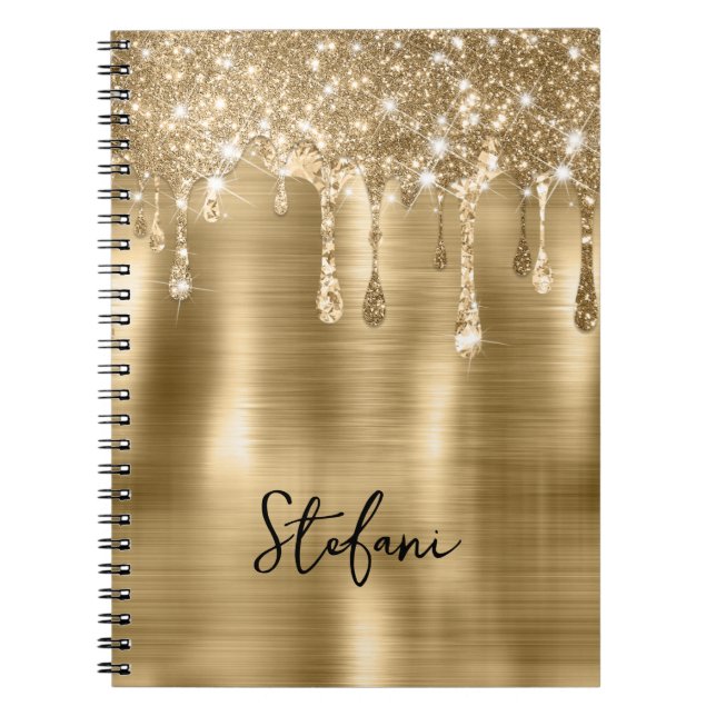 Caderno Espiral Drives Dourados Com Glittery Duas Placas De Locali (Frente)