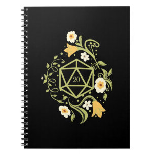 Caderno Espiral Druid D20 Plantas de Arroz e Flores Tabletop RPG