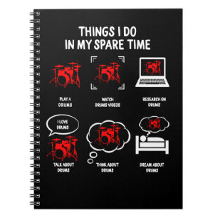 Caderno Espiral Drum Música Drummer Tambores Engraçados Tambores