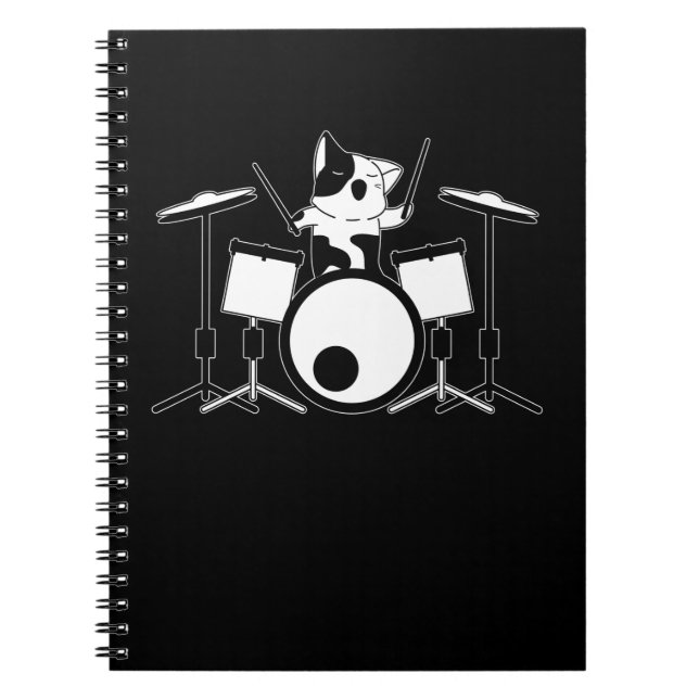 Caderno Espiral Drumet Cat Drumset Pet Drumet Musical Animal (Frente)