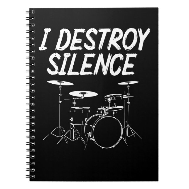 Caderno Espiral Drummer Cita Drumset Rock Banda Drum Musical (Frente)
