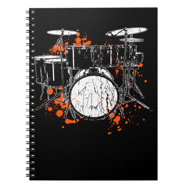 Caderno Espiral Drummer de Música do Conjunto de Tambores Retroati (Frente)