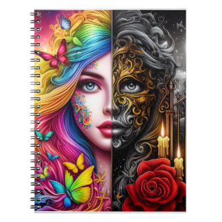 Caderno Espiral Dualidade Mágica Elfa - Reinos Dia - Noite