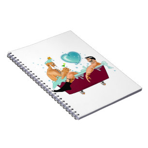 Caderno Espiral duas banheiras orgulho gay, bolhas, presentes, LGB