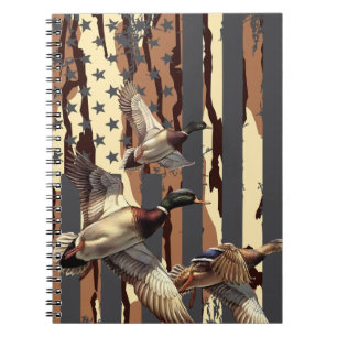 Caderno Espiral Duck Hunt American Flag Waterfowland Bottomland Ca