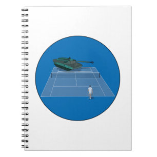 Caderno Espiral Duelo entre um Tanque e um Jogador de Tênis