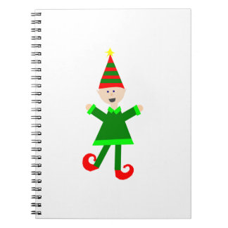 Caderno Espiral Duende do Natal com o chapéu listrado verde e