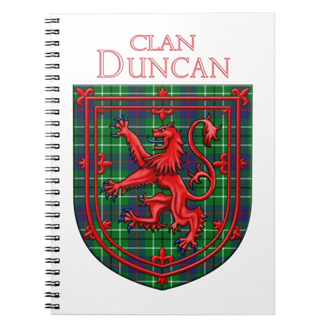 Caderno Espiral Duncan Tartan Scottish Xadrez Lion Rampant (Frente)