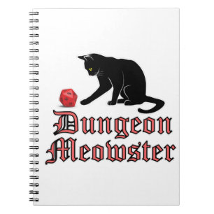 Caderno Espiral Dungeon Meowster Engraçado Gato RPG com Dice