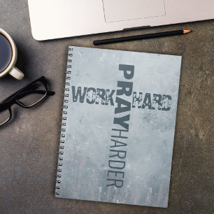 Caderno Espiral Duro de trabalho inspirador reze com mais força