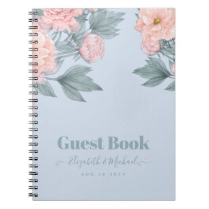 Caderno Espiral Dusty Blue Peonies Casamento