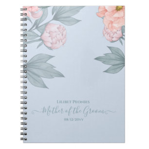 Caderno Espiral Dusty Blue Peonies Casamento