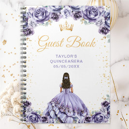 Caderno Espiral Dusty Purple Princess Quinceañera Livro Convidado