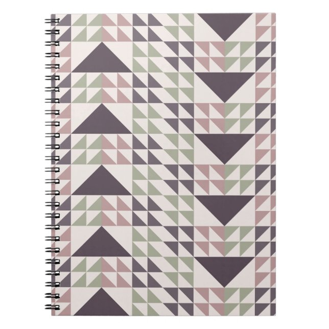 Caderno Espiral Dusty Rose Geometric Quilt Pattern (Frente)