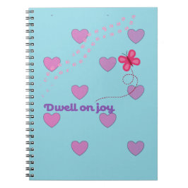 Caderno Espiral Dwell on joy hearts and pawprints notebook