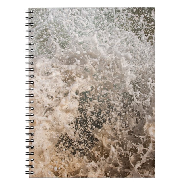 Caderno Espiral Dynamic Ocean Waves and Sea Foam Abstract (Frente)
