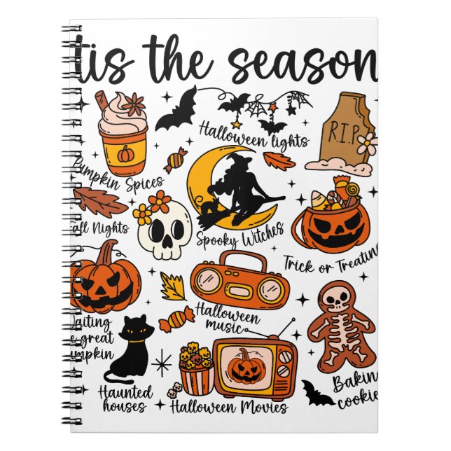 Caderno Espiral 'É a estação dos Doodles de Halloween (Frente)