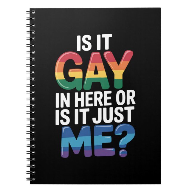 Caderno Espiral É Gay Aqui Ou Sou Apenas Eu Engraçado LGBTQ (Frente)