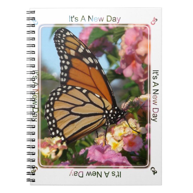 Caderno Espiral É um novo dia (borboleta Monarca) (Frente)